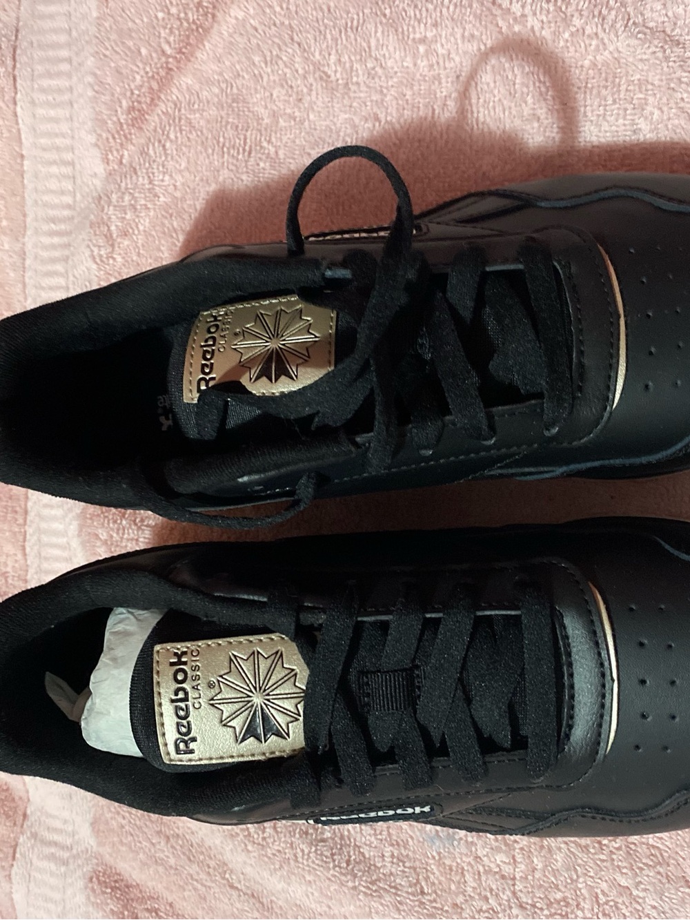 Reebok Classic Women’s Black Sneakers with Gold Accents